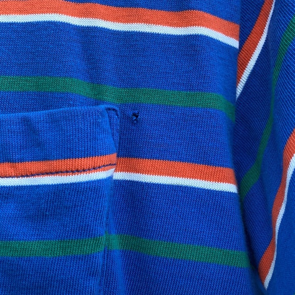 Vintage Pen West by Pendleton blue striped short sleeve polo shirt size L - Picture 5 of 6